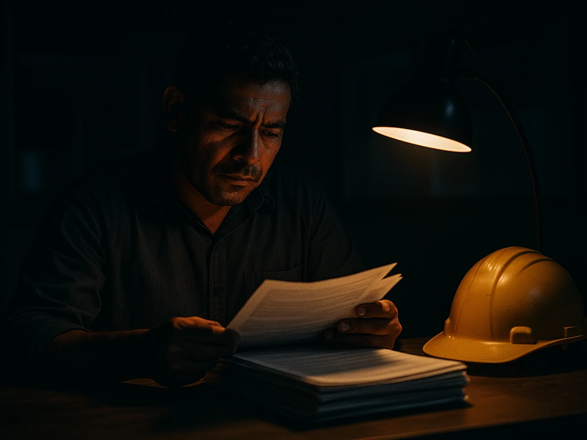 Contratista revisando la documentación de una licitación